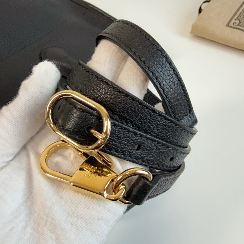 Gucci黑色荔枝皮全皮logo托特tote 琴譜包 手提包-15