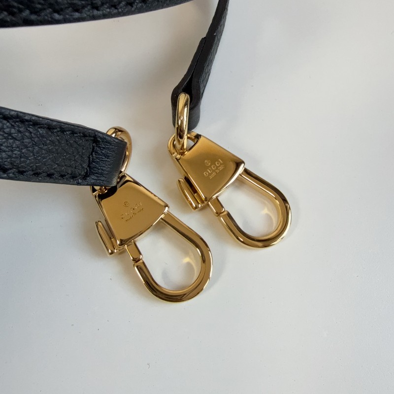 Gucci黑色荔枝皮全皮logo托特tote 琴譜包 手提包-17