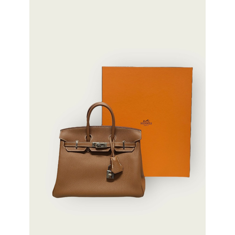 【包稅】HERMES 金銀色五金 Birkin 25 Togo 單肩包 A-6