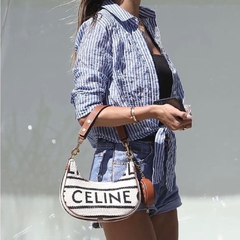 CELINE 毛呢手提腋下新月包25.5*19*7 98新配件塵袋