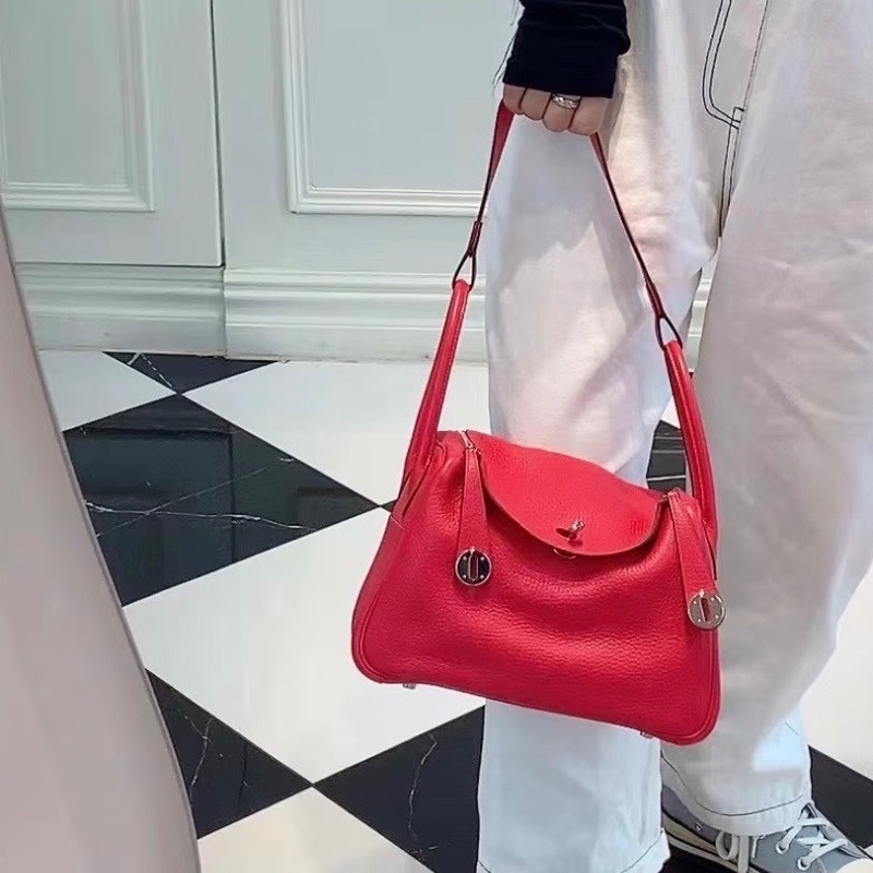 HERMES 極致粉銀扣 Lindy mini手提肩背包18*13*10 99新配件盒子塵袋毛氈布-0