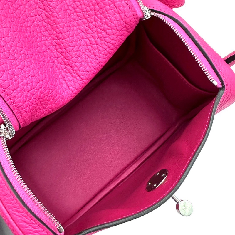 HERMES 極致粉銀扣 Lindy mini手提肩背包18*13*10 99新配件盒子塵袋毛氈布-2