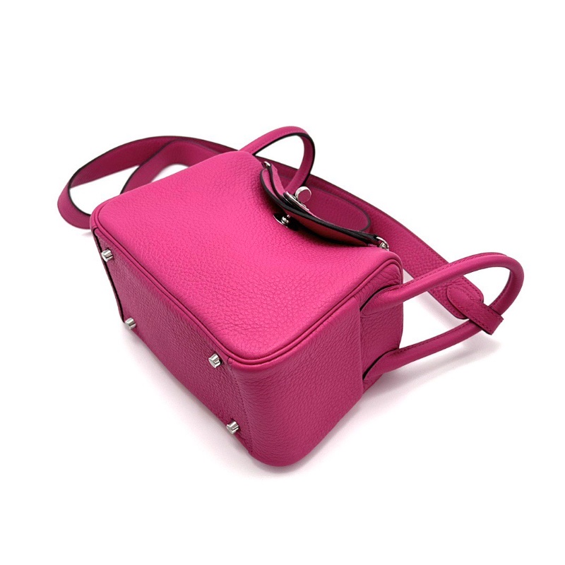 HERMES 極致粉銀扣 Lindy mini手提肩背包18*13*10 99新配件盒子塵袋毛氈布-3