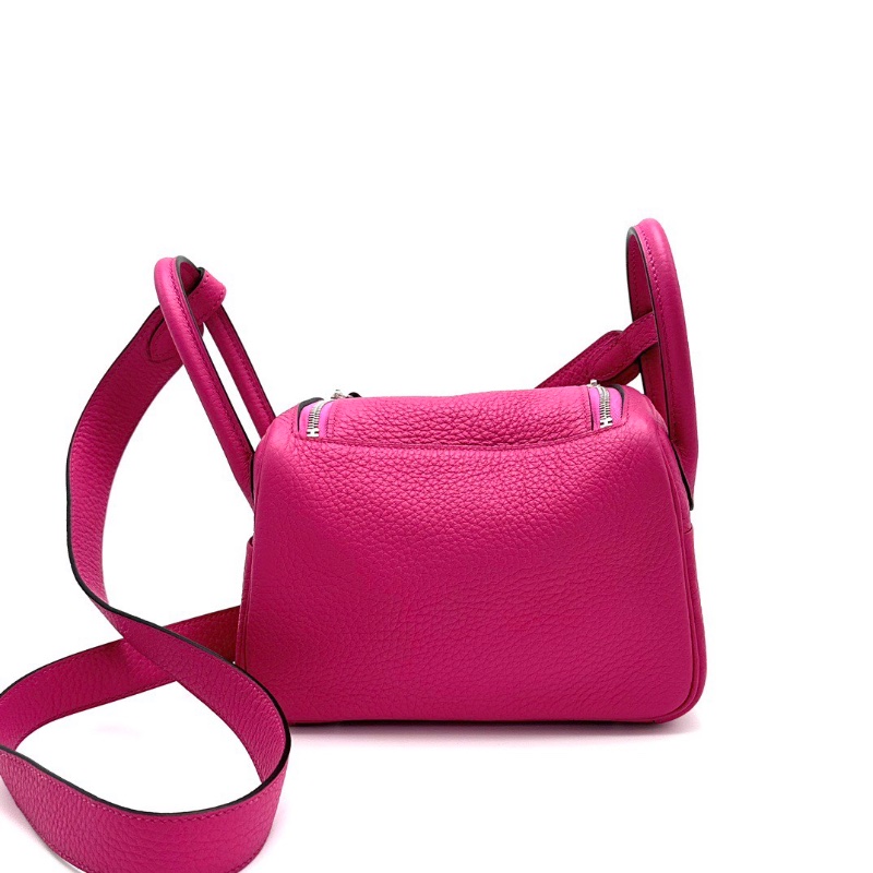 HERMES 極致粉銀扣 Lindy mini手提肩背包18*13*10 99新配件盒子塵袋毛氈布-6