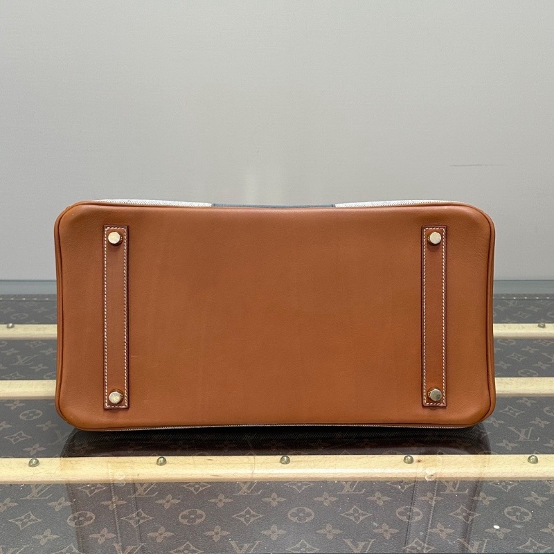 HERMES 拼色帆布  Flag Birkin35手提包35*26*19 98新配件鎖鑰匙塵袋-4