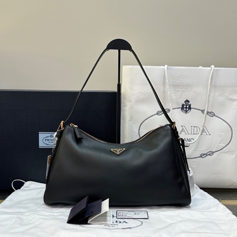PRADA 黑金Aimee 大號肩背腋下hobo包39*23*12 全新閒置配件盒子塵袋-1