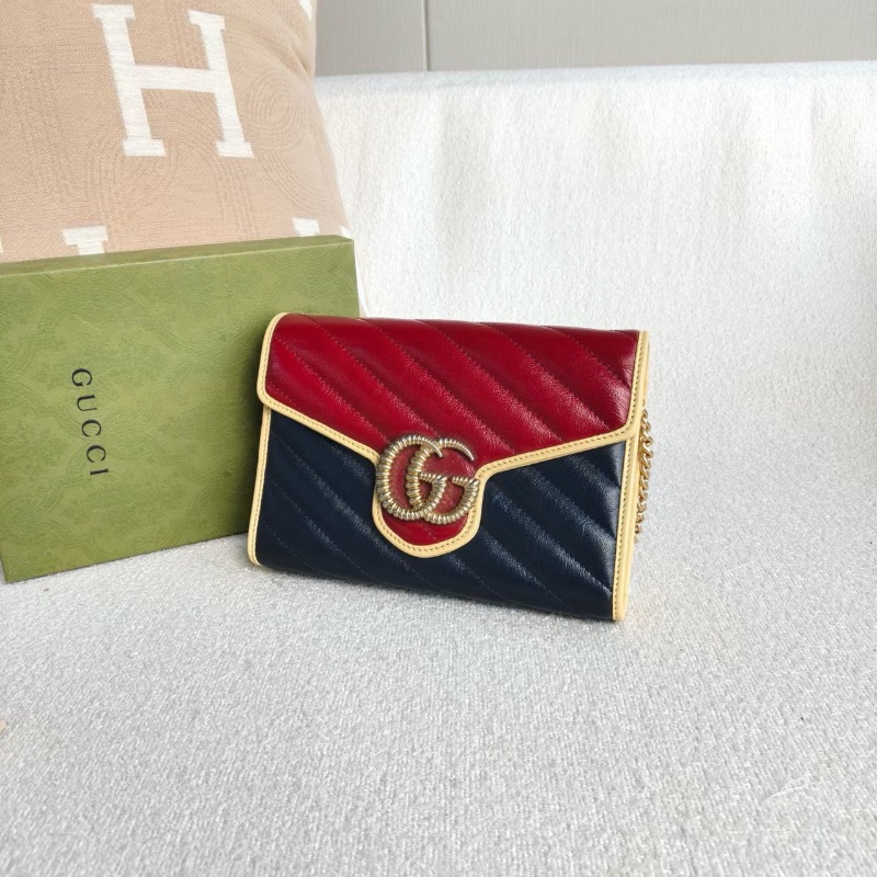 Gucci Marmont Woc鏈條包紅藍拼色20*5*14*4.5 98新購證塵袋-3