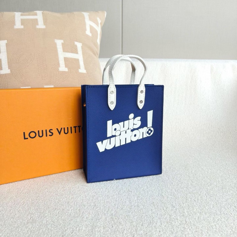 LV秀款Sac Plat XS琴譜包 藍白配色芯片款16*19*6 98新盒子塵袋-4