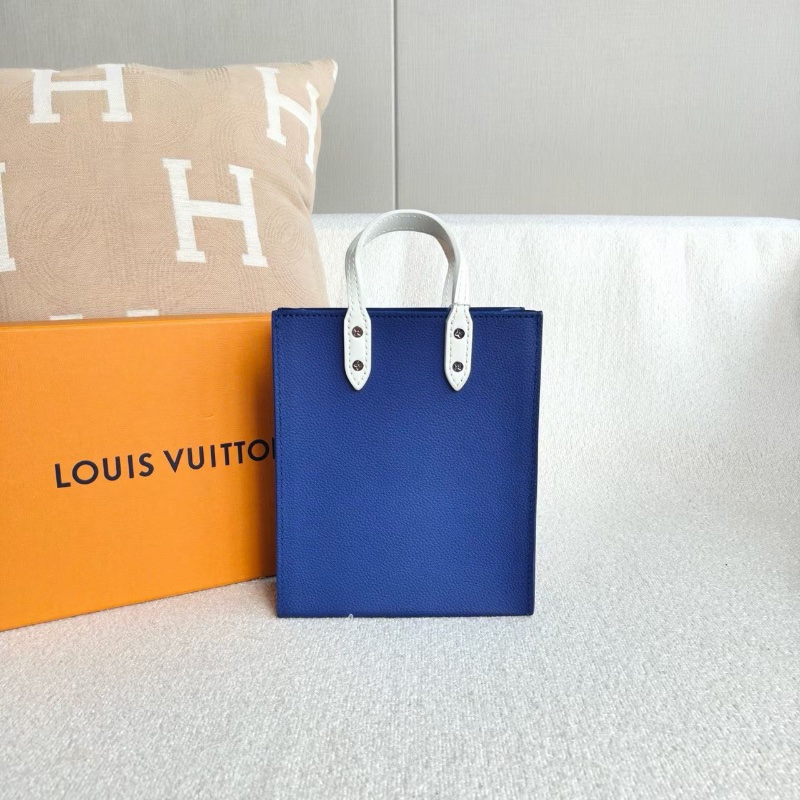 LV秀款Sac Plat XS琴譜包 藍白配色芯片款16*19*6 98新盒子塵袋-5