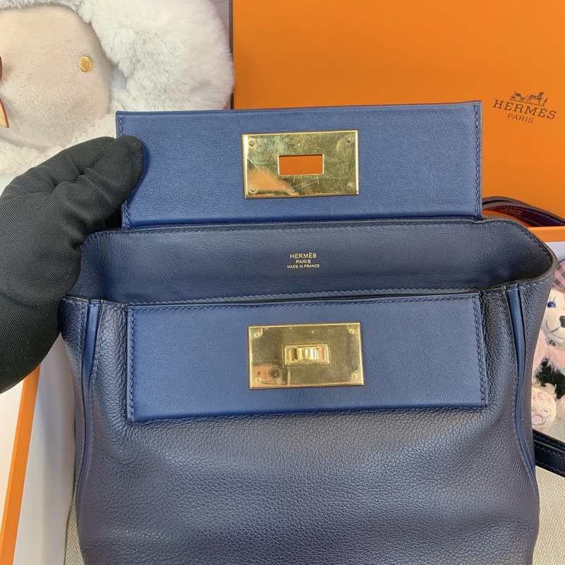 98新✨Hermes愛馬仕mini2424 午夜藍金扣 ec皮-10