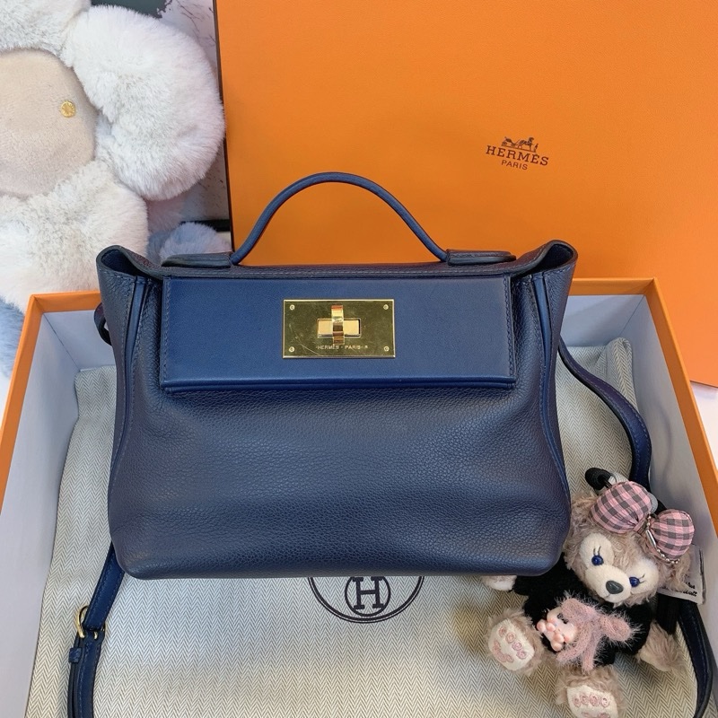 98新✨Hermes愛馬仕mini2424 午夜藍金扣 ec皮-13