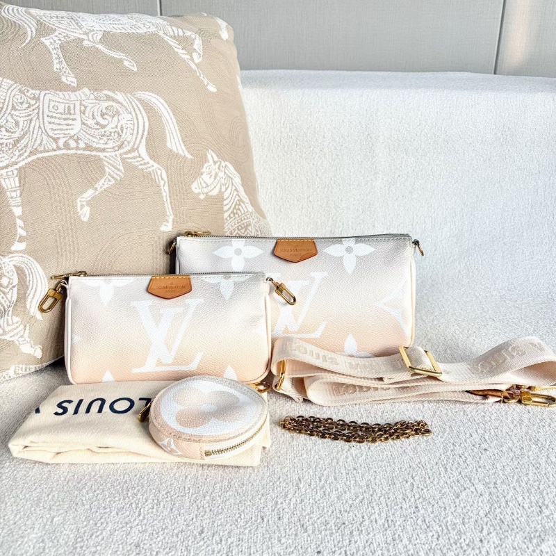 Lv五合一 春夏限定款粉色漸變金扣 芯片款24*14*4 99新配件塵袋鏈條零錢包-1