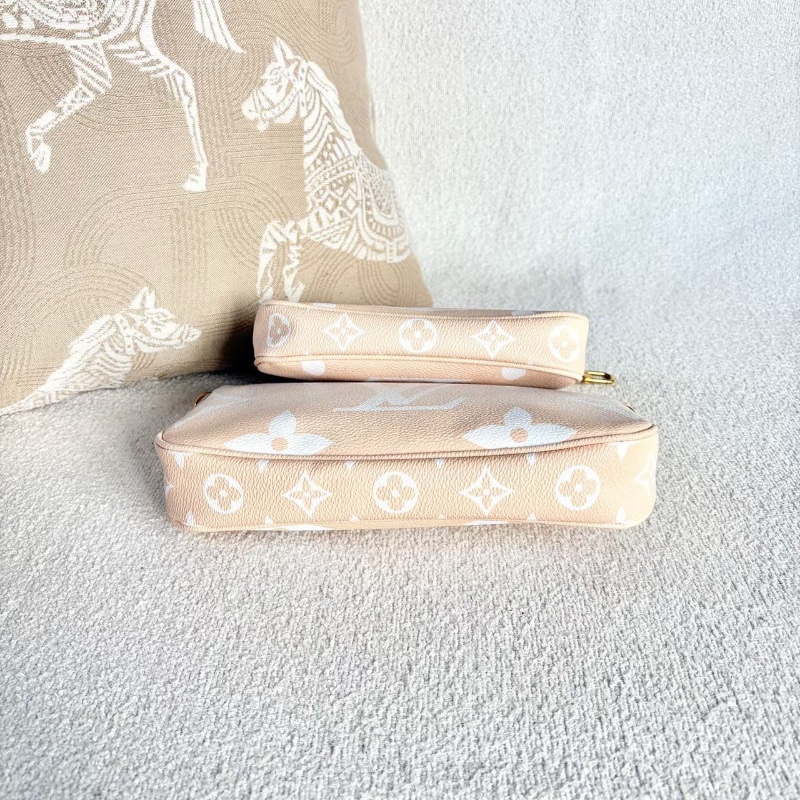 Lv五合一 春夏限定款粉色漸變金扣 芯片款24*14*4 99新配件塵袋鏈條零錢包-4