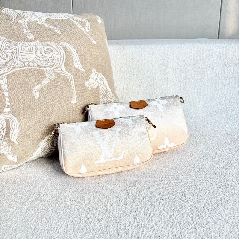 Lv五合一 春夏限定款粉色漸變金扣 芯片款24*14*4 99新配件塵袋鏈條零錢包-5