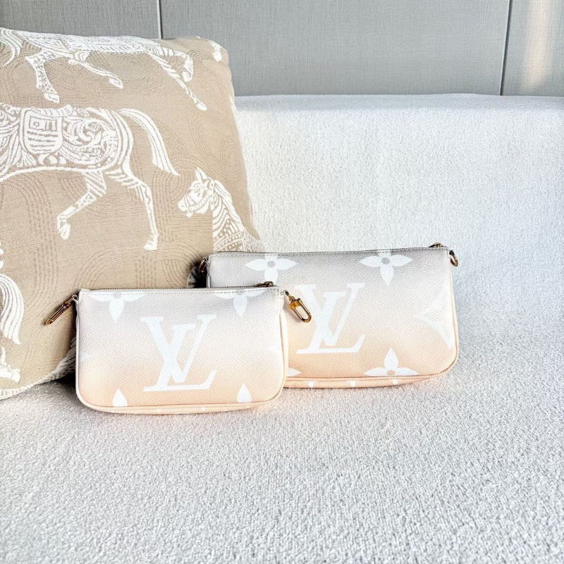 Lv五合一 春夏限定款粉色漸變金扣 芯片款24*14*4 99新配件塵袋鏈條零錢包-6