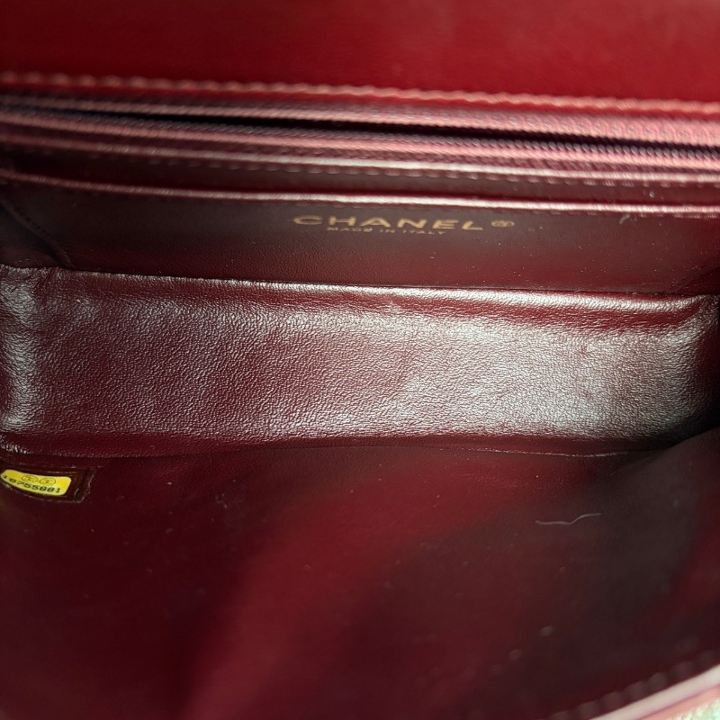 Chanel CF雕花鏈條包酒紅色 金扣 牛皮19*13*5 98新配件塵袋-2