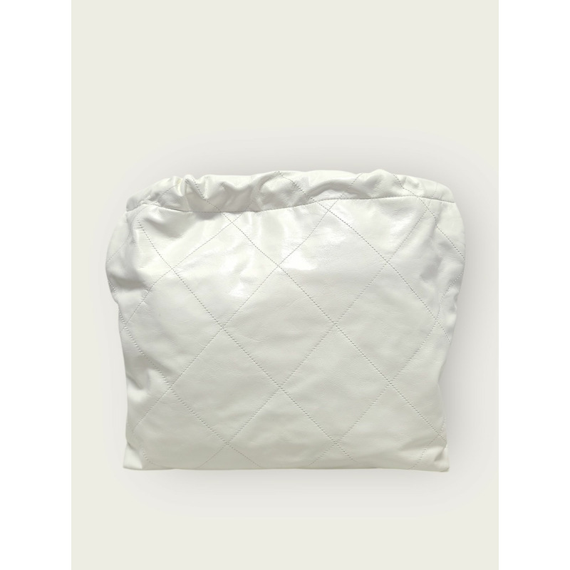 【包稅】CHANEL 白色 22 號包 中型亮金色鏈條單肩包-4