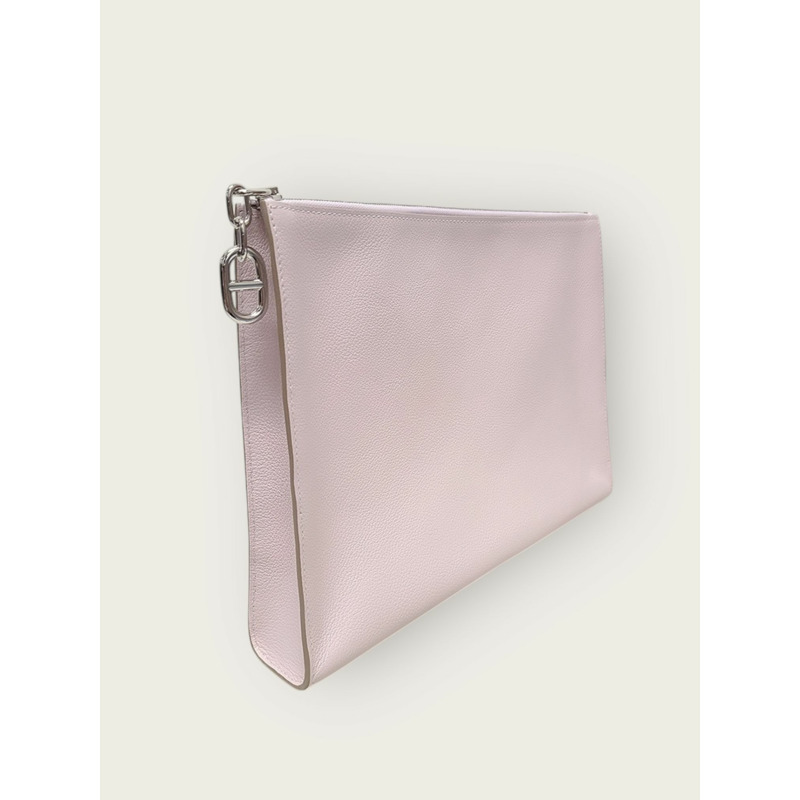 【包稅】HERMES 淡紫色 Evercolor 鍍銀 Dipango 涼鞋手拿包 B 印章-2