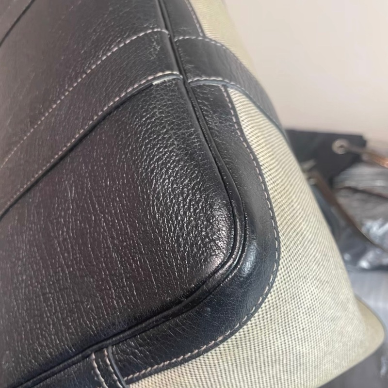 Hermes Garden Party 36 塗層帆布 黑白拼色托特包-12