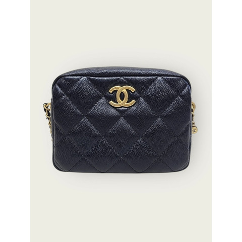 【包稅】CHANEL 海軍魚子醬復古金 我的完美相機包晶片