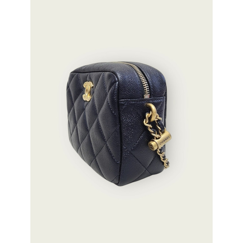 【包稅】CHANEL 海軍魚子醬復古金 我的完美相機包晶片-1