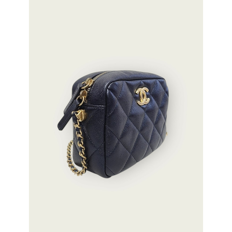 【包稅】CHANEL 海軍魚子醬復古金 我的完美相機包晶片-2