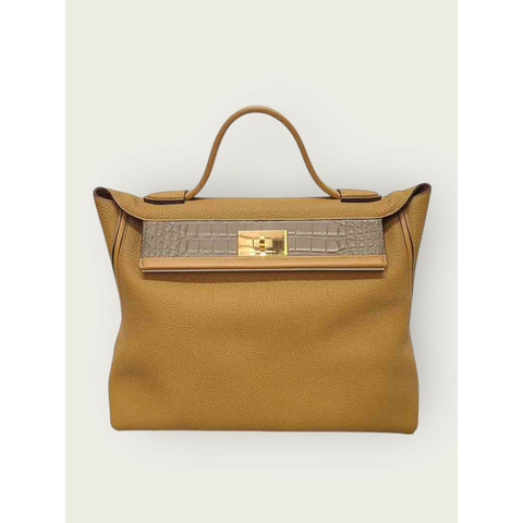 【包稅】HERMES 焦糖金 Togo Swift 鱷魚皮 Kelly 2424 包 35