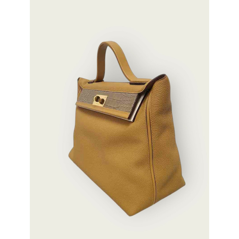 【包稅】HERMES 焦糖金 Togo Swift 鱷魚皮 Kelly 2424 包 35-1