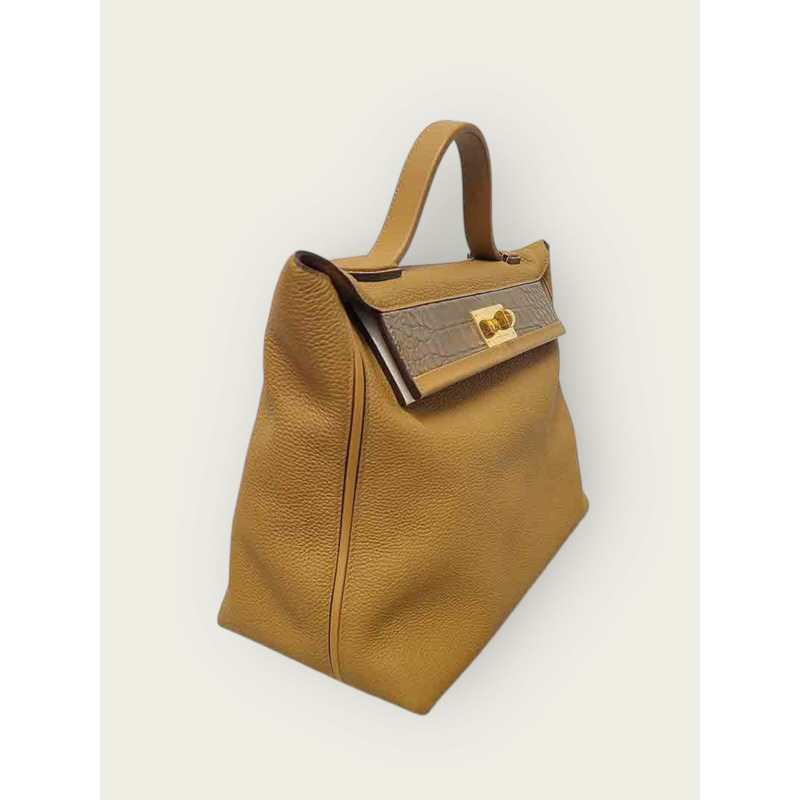 【包稅】HERMES 焦糖金 Togo Swift 鱷魚皮 Kelly 2424 包 35-2