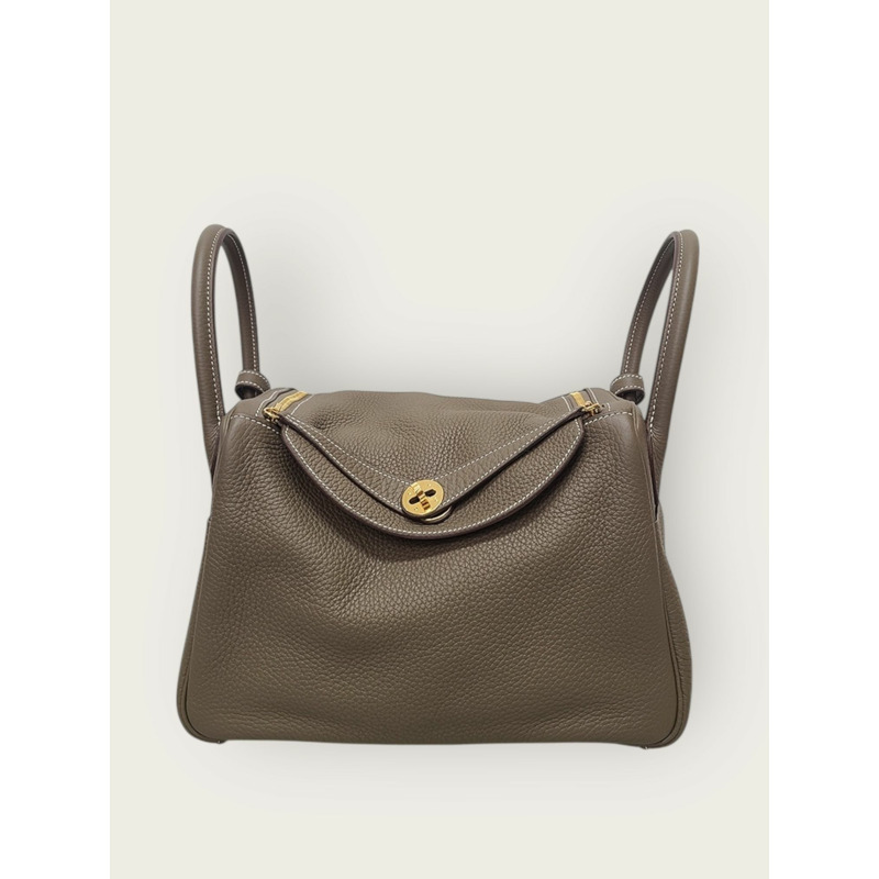 【包稅】HERMES 灰褐色金 Lindy 30 單肩包 U 印章-0