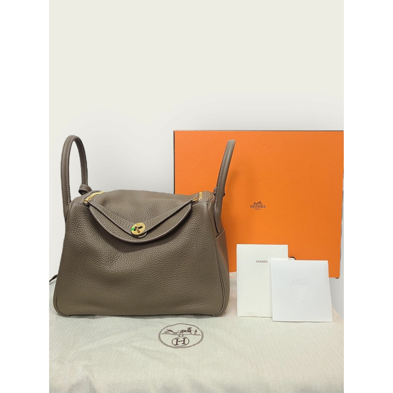 【包稅】HERMES 灰褐色金 Lindy 30 單肩包 U 印章-6