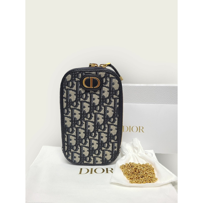 【包稅】DIOR 海軍藍斜紋蒙田30手機鏈包-6