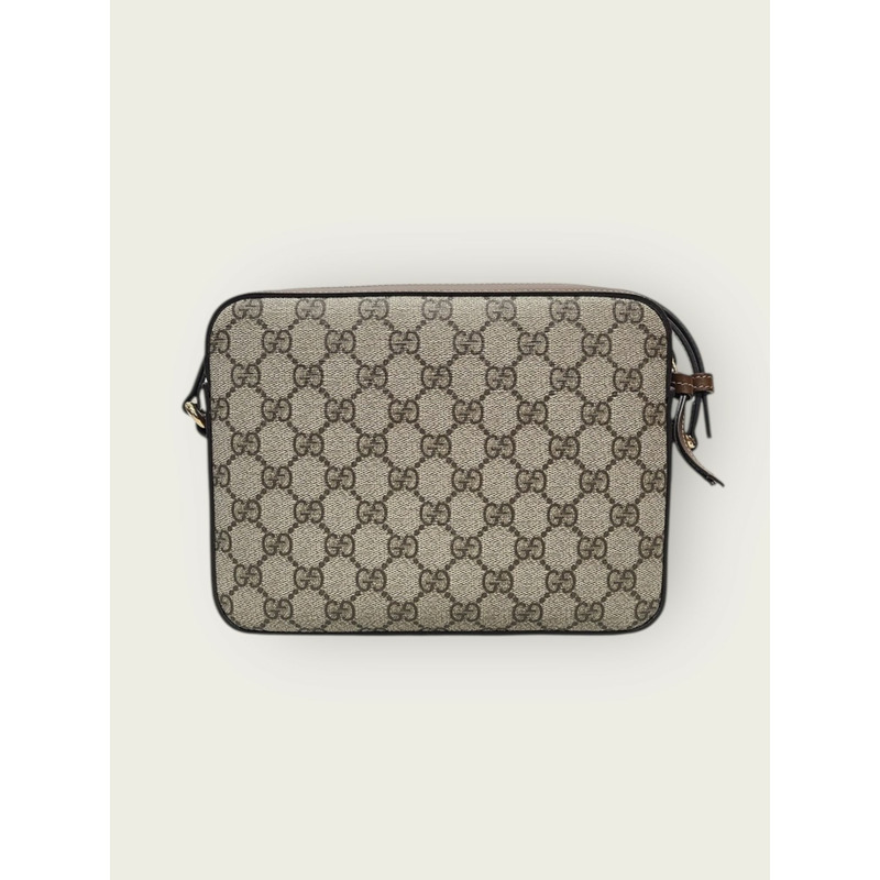 【包稅】GUCCI 棕色 GG Supreme 1955 馬銜扣小號單肩包-4