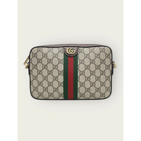 【包稅】GUCCI 米色 GG Supreme Ophidia 斜背包