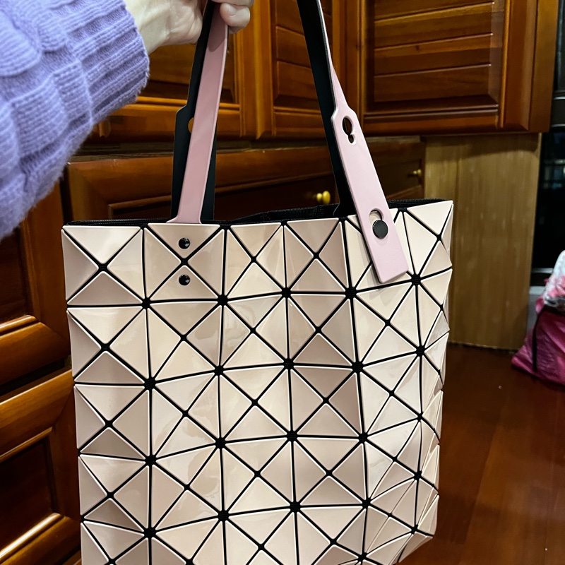 三宅一生嫩粉/嫩橘雙色托特包-5