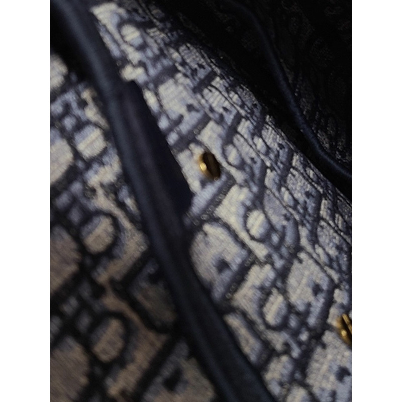 【包稅】DIOR 藍色斜紋提花刺繡馬鞍包 + 肩帶-3