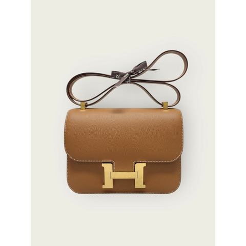 【包稅】HERMES 棕色鍍金康斯坦丁24肩包