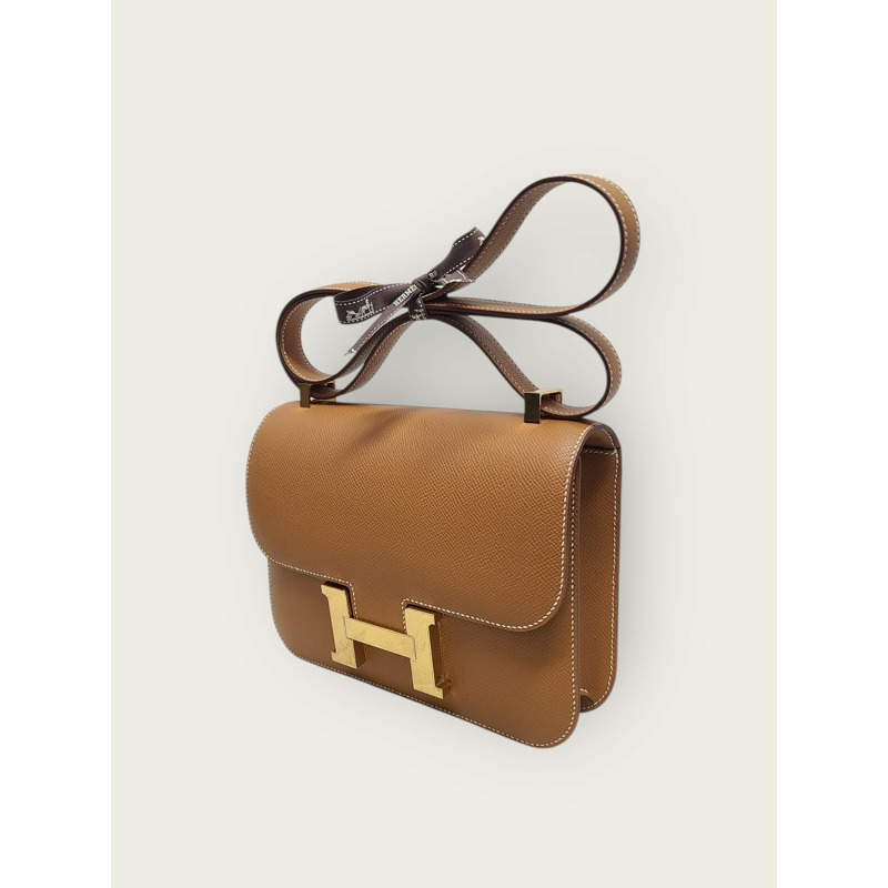 【包稅】HERMES 棕色鍍金康斯坦丁24肩包-2