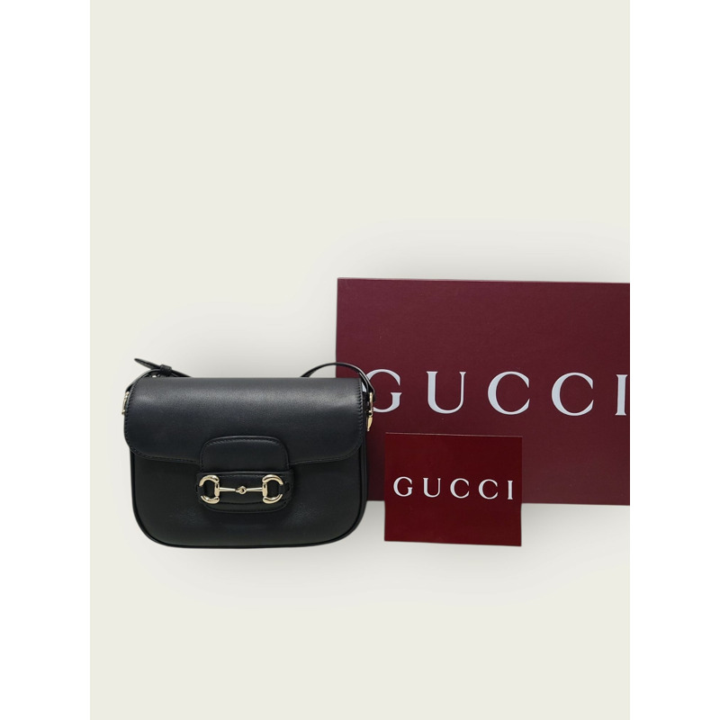 【包稅】GUCCI 黑色小牛皮馬銜扣1955款柔軟小號肩包-6