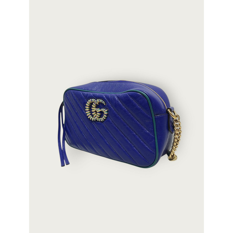 【包稅】GUCCI 藍綠色 GG Marmont Matelassé 小相機包-1