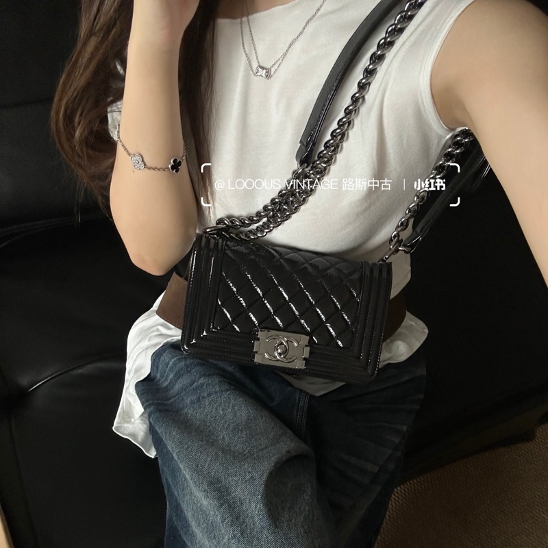 ✨Chanel 黑銀油蠟皮leboy小號-2