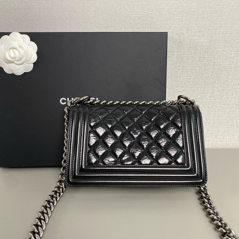 ✨Chanel 黑銀油蠟皮leboy小號-6