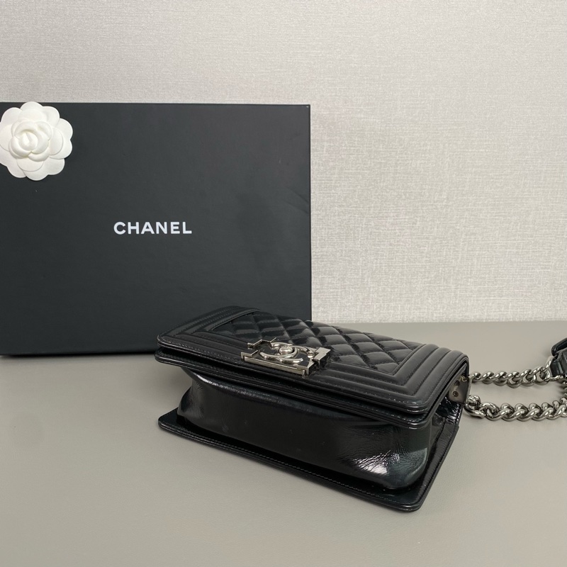 ✨Chanel 黑銀油蠟皮leboy小號-7
