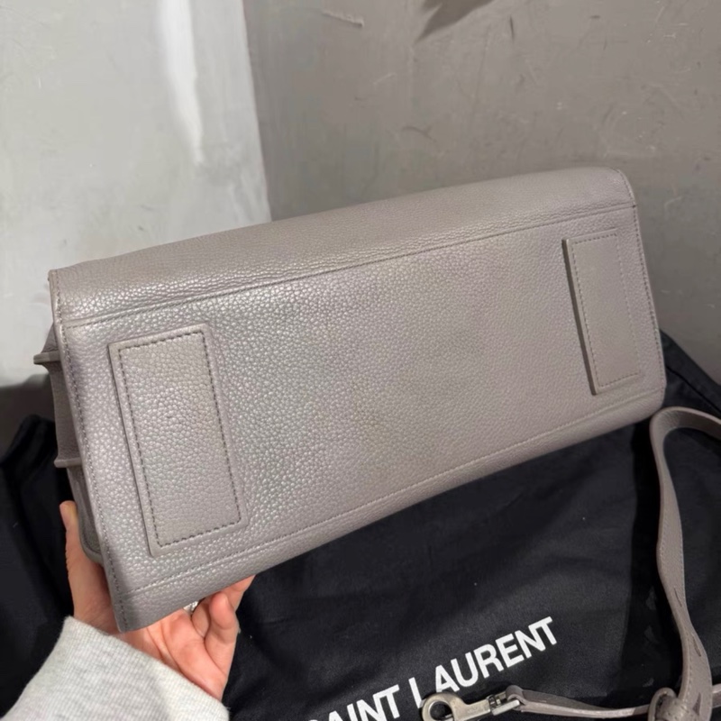 【95%新 ✨ 全網最低價!】YSL經典Sac de Jour 風琴包 大象灰 托特包 荔枝皮上班 外出包-5