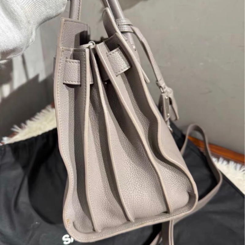 【95%新 ✨ 全網最低價!】YSL經典Sac de Jour 風琴包 大象灰 托特包 荔枝皮上班 外出包-7