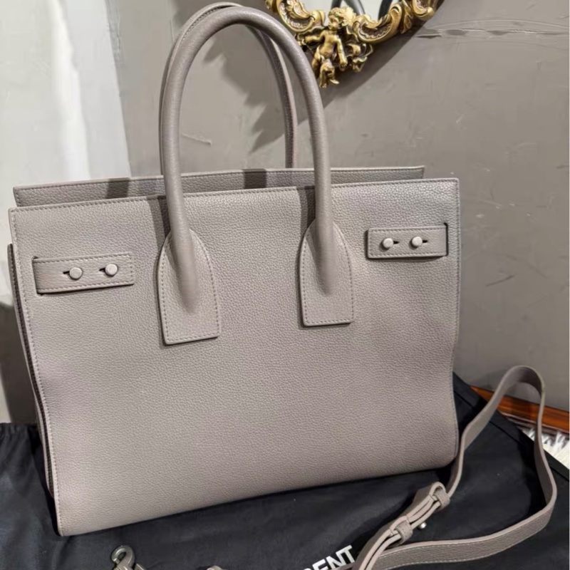 【95%新 ✨ 全網最低價!】YSL經典Sac de Jour 風琴包 大象灰 托特包 荔枝皮上班 外出包-8