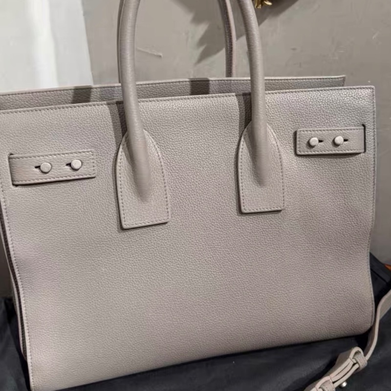 【95%新 ✨ 全網最低價!】YSL經典Sac de Jour 風琴包 大象灰 托特包 荔枝皮上班 外出包-11