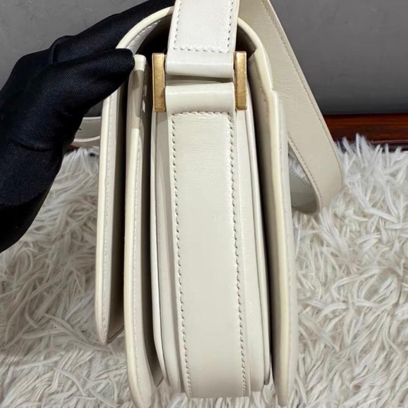 【95新 ✨ 全網最低價！】YSL聖羅蘭 浮雕logo馬鞍包 奶油白 牛皮-9