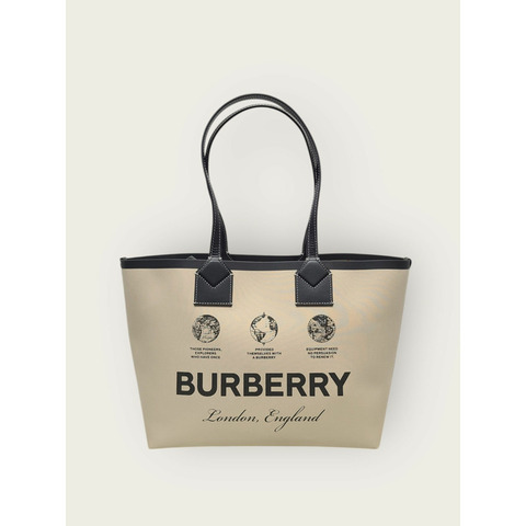 【包稅】BURBERRY 米色 Heritage Label London 小號手提單肩包