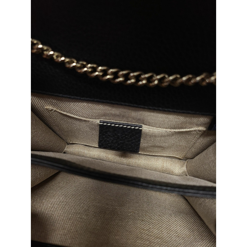 【包稅】GUCCI 黑色 GG 互扣小鏈條斜背包-3